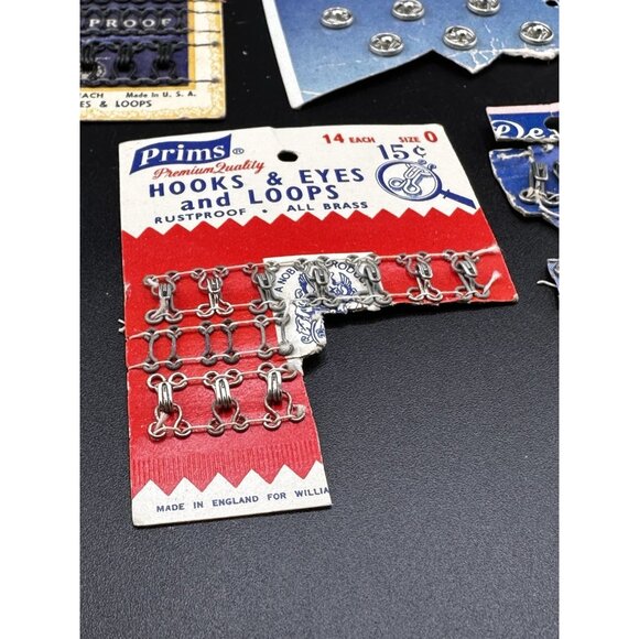 Vintage Sewing Supplies Snap Fasteners Latches Hooks Eyes Loops Prims Clinton - Picture 2 of 8